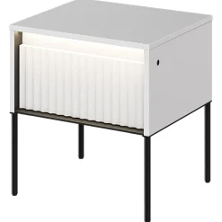 Garnero Arredamenti Comodino 46x50h cm cannettato nero Camelia Bianco Opaco Best