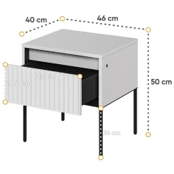 Garnero Arredamenti Comodino 46x50h cm cannettato nero Camelia Bianco Opaco Best