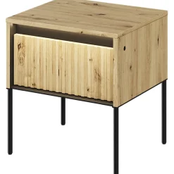 Garnero Arredamenti Comodino 46x50h cm cannettato nero Camelia Rovere Rustico Hot