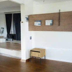 Garnero Arredamenti Comodino 46x50h cm cannettato nero Camelia Rovere Rustico Hot