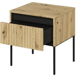 Garnero Arredamenti Comodino 46x50h cm cannettato nero Camelia Rovere Rustico Hot