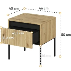 Garnero Arredamenti Comodino 46x50h cm cannettato nero Camelia Rovere Rustico Hot