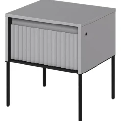 Garnero Arredamenti Comodino 46x50h cm cannettato nero Camelia Grigio Sale