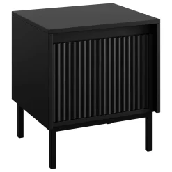 Garnero Arredamenti Comodino 45x50h cm design cannettato nero Strike Nero Opaco Clearance