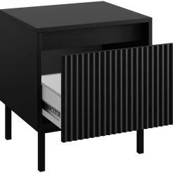 Garnero Arredamenti Comodino 45x50h cm design cannettato nero Strike Nero Opaco Clearance