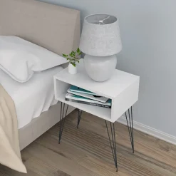 Garnero Arredamenti Comodino 45x59h cm design industrial bianco Jamar Bianco Opaco Outlet