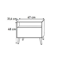 Garnero Arredamenti Comodino 47x48h cm moderno cannettato nero Celestia Nero Opaco New