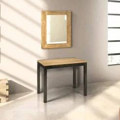 Garnero Arredamenti Consolle 50/300cm allungabile rovere metallo Edison Gihome® Rovere - Nero