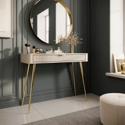 Garnero Arredamenti Consolle ingresso 100x78cm 1 cassetto cannettato Ramis Beige