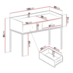 Garnero Arredamenti Consolle ingresso 100x86cm design moderno 2 cassetti Pollon Grigio Online