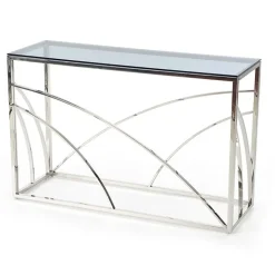 Garnero Arredamenti Consolle 120x78cm moderna in vetro fumè argento Hersol