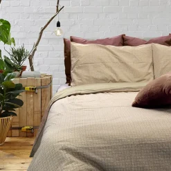 Garnero Arredamenti Copripiumino + 2 federe letto matrimoniale in cotone 250x200cm beige Nabib Best