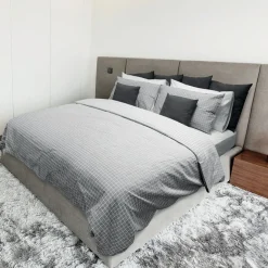 Garnero Arredamenti Copripiumino + 2 federe letto matrimoniale a quadretti 250x200cm grigio Bolivia Best