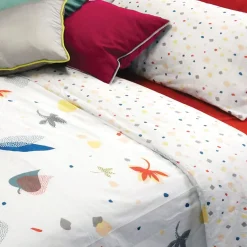 Garnero Arredamenti Copripiumino + federa letto singolo in cotone 155x200cm foglie Sonora Hot