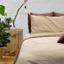 Garnero Arredamenti Copripiumino + federa letto singolo in cotone 155x200cm beige Nabib Clearance