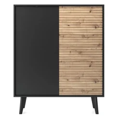 Garnero Arredamenti Credenza alta cannettata 104x125h cm con 2 ante in stile moderno rovere nero Gotham Sale