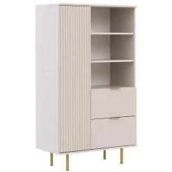 Garnero Arredamenti Credenza alta 80x140h cm 1 anta 2 cassetti cannettato moderna beige Vanessa Discount