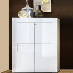 Garnero Arredamenti Credenza alta 92x125h cm 2 ante moderna bianco laccato lucido Easy Sale
