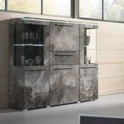 Garnero Arredamenti Credenza alta 130x128h cm 4 ante 1 cassetto Frisk Ossido Best