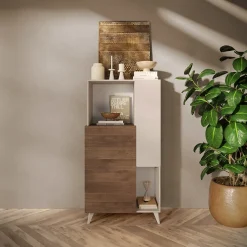 Garnero Arredamenti Credenza alta 81x154h cm 2 ante beige rovere scuro Witty Noce - Beige Sale