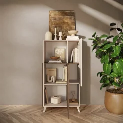 Garnero Arredamenti Credenza alta 81x154h cm 2 ante beige rovere scuro Witty Noce - Beige Sale