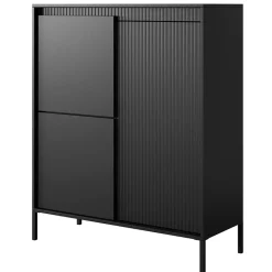 Garnero Arredamenti Credenza alta 104x124h cm 3 ante cannettato Ciar Nero Opaco Discount