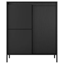 Garnero Arredamenti Credenza alta 104x124h cm 3 ante cannettato Ciar Nero Opaco Discount