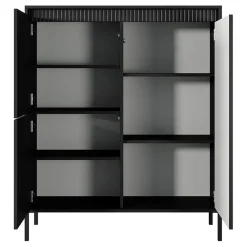 Garnero Arredamenti Credenza alta 104x124h cm 3 ante cannettato Ciar Nero Opaco Discount