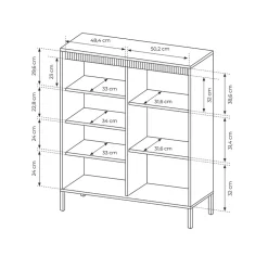 Garnero Arredamenti Credenza alta 104x124h cm 3 ante cannettato Ciar Nero Opaco Discount