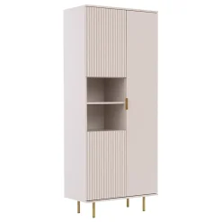 Garnero Arredamenti Credenza alta 80x190h cm 3 ante cannettato moderna beige Vanessa Discount