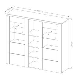 Garnero Arredamenti Credenza alta 155x130h cm 2 ante bianco frassinato rovere Paloma 2 Bianco Frassinato - Noce Clearance