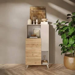 Garnero Arredamenti Credenza alta 81x154h cm 2 ante beige rovere chiaro Witty Rovere - Beige Best