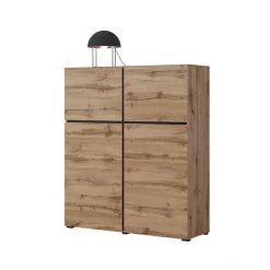 Garnero Arredamenti Credenza alta 120x140h cm 4 ante moderna nero Lolla Rovere Outlet