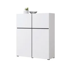 Garnero Arredamenti Credenza alta 120x140h cm 4 ante moderna nero Lolla Bianco Opaco Discount