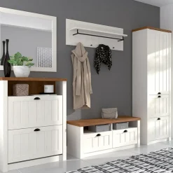 Garnero Arredamenti Credenza alta 130x200h cm 4 cassetti con vetrina rovere Provenza Bianco Frassinato Sale