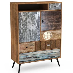 Garnero Arredamenti Credenza alta 100x140h cm industrial multicolore acciaio nero Kabul Best