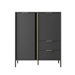 Garnero Arredamenti Credenza alta 103x123h cm moderna 2 ante 2 cassetti antracite Nebula Sale
