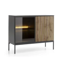 Garnero Arredamenti Credenza 104x83h cm  moderna soggiorno nero rovere antico cannettato Bali Hot