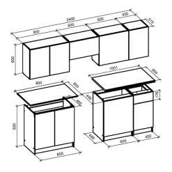 Garnero Arredamenti Cucina 240cm completa componibile moderna grigio rovere sonoma Taipei Sale
