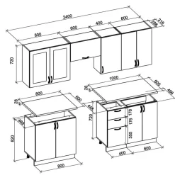 Garnero Arredamenti Cucina 240cm completa moderna shabby componibile grigio rovere Oxford Grigio - Rovere Clearance