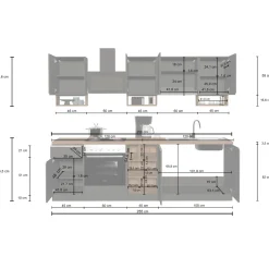 Garnero Arredamenti Cucina 255cm componibile lineare moderna antracite grigio pietra Gourmet Elegance Antracite - Grigio pietra Outlet