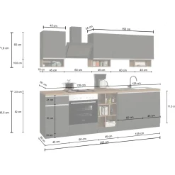Garnero Arredamenti Cucina 255cm componibile lineare moderna antracite grigio pietra Gourmet Elegance Antracite - Grigio pietra Outlet