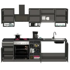 Garnero Arredamenti Cucina 255cm componibile lineare moderna antracite grigio pietra Gourmet Elegance Antracite - Grigio pietra Outlet