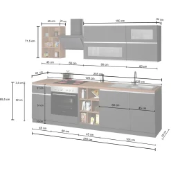 Garnero Arredamenti Cucina 255cm componibile lineare moderna antracite grigio pietra Gourmet Prestige Antracite - Grigio pietra Outlet