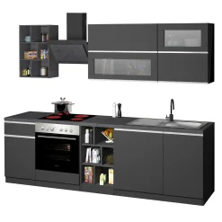Garnero Arredamenti Cucina 255cm componibile lineare moderna antracite grigio pietra Gourmet Prestige Antracite - Grigio pietra Outlet