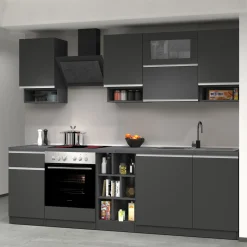 Garnero Arredamenti Cucina 255cm componibile lineare moderna antracite grigio pietra Gourmet Pure Antracite - Grigio pietra Sale