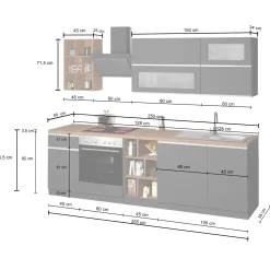 Garnero Arredamenti Cucina 255cm componibile lineare moderna bianco grigio pietra Gourmet Prestige Bianco Lucido - Grigio pietra Discount