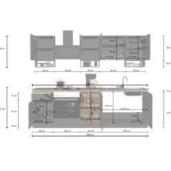Garnero Arredamenti Cucina 255cm componibile lineare moderna antracite rovere Gourmet Elegance Antracite - Rovere Outlet