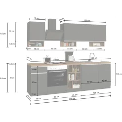 Garnero Arredamenti Cucina 255cm componibile lineare moderna antracite rovere Gourmet Elegance Antracite - Rovere Outlet
