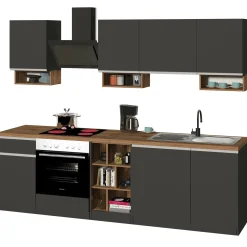 Garnero Arredamenti Cucina 255cm componibile lineare moderna antracite rovere Gourmet Elegance Antracite - Rovere Outlet